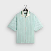 Kith Striped Poplin Thompson Zip Front Shirt - Breezeway