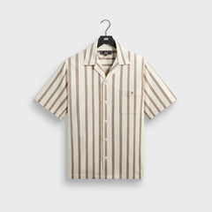 Kith Textured Stripe Thompson Camp Collar Shirt - Sandalwood