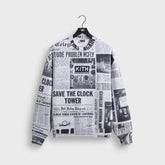 Kith for Back to the Future Newspaper All-Over Printed Nelson Crewneck - Light Heather Grey