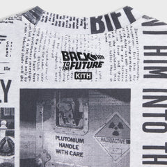 Kith for Back to the Future Newspaper All-Over Printed Nelson Crewneck - Light Heather Grey