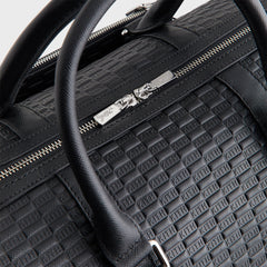 Kith Monogram Leather Explorer Traveler K40 Duffle Bag - Black