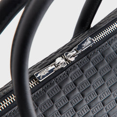 Kith Monogram Leather Messenger Briefcase - Black