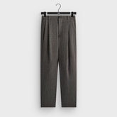 &Kin Textured Linen Flax Brynn Pleated Pant - Black Melange