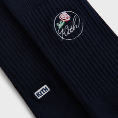 Kith Rose Script Cotton Crew Socks - Nocturnal