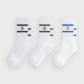 Kith 3-Pack K Crest Striped Cotton Crew Socks - White