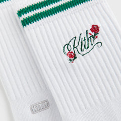 Kith Double Striped Floral Cotton Mid Crew Socks - Conifer