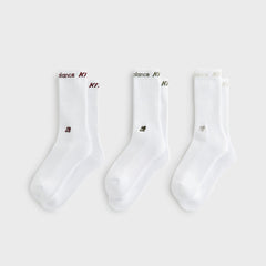 Kith & New Balance Contrast Cuff 3-Pack Crew Socks - White