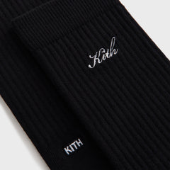 Kith Women Script Classic 3-Pack Crew Socks - Black