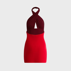 Norma Kamali Cross Halter Pickleball Dress - Tiger Red