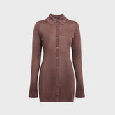 Ksubi Devin Long Sleeve Shirtdress - Stone Lurex