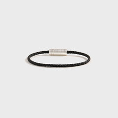 Le Gramme 7g Brushed Nato Cable Bracelet - Silver / Black