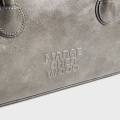 MARGESHERWOOD Soft Boston Two Tone Cracked Bag - White / Grey