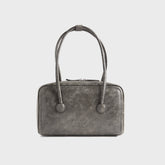 MARGESHERWOOD Soft Boston Two Tone Cracked Bag - White / Grey