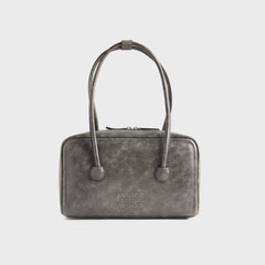 MARGESHERWOOD Soft Boston Two Tone Cracked Bag - White / Grey