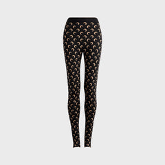 Marine Serre Moon Printed Jersey Stirrup Legging - Moon Tan on Black