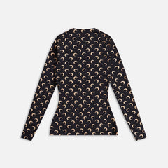 Marine Serre Moon Printed Jersey Second Skin Crewneck - Moon Tan on Black