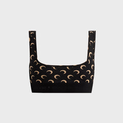 Marine Serre Moon Printed Jersey Sports Bra - Black