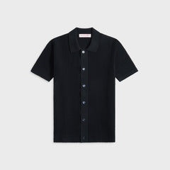 Orlebar Brown Tiernan Chevron Crochet Shirt - Night Iris