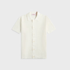 Orlebar Brown Tiernan Chevron Crochet Shirt - White Sand