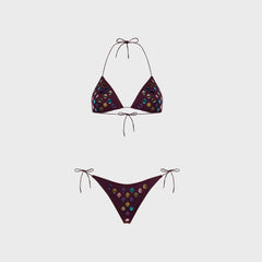 Oseree Bubble Kini Mesh Bikini Set - Plum