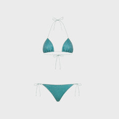 Oseree Lumiere Two Piece Lurex Bikini Set - Sea Turquoise