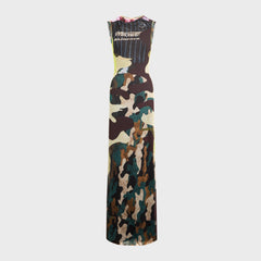 Ottolinger Mesh Maxi Gown - Morph Camo