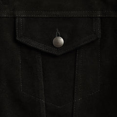 vowels Suede Trucker Jacket - Black