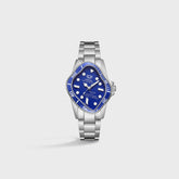 LAARVEE Silver Precision Steel Watch - Blue Ceramic Bezel / Blue Dial