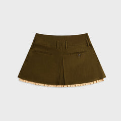 R13 Pleated Mini Skirt - Olive Green