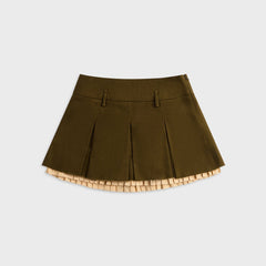 R13 Pleated Mini Skirt - Olive Green