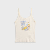 ReDone Lace Strap Tank Handle With Care - Vintage White