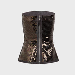Rick Owens Ricamato Denim Bustier Top - Black