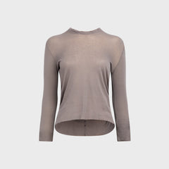 Rick Owens Cropped Hooded Rib Long Sleeve Tee - Steel