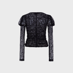 Siedres Uma Semi Sheer Lace Top - Black
