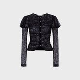Siedres Uma Semi Sheer Lace Top - Black