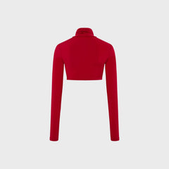 Siedres Georgie Long Sleeve Cropped Turtleneck Top - Red
