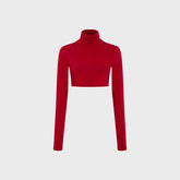 Siedres Georgie Long Sleeve Cropped Turtleneck Top - Red