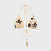 Siedres Juniper Printed Triangle Bikini Top - Yellow