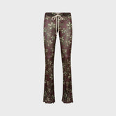 Siedres Dania Sheer Printed Drawstring Mesh Pant - Multi