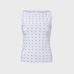 Siedres Zelna Fitted Jersey Top With Stud Artwork - White