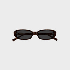 Saint Laurent Tortoiseshell Oval Sunglasses - Havana / Grey