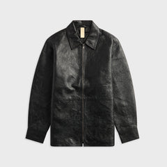 Sunflower Crinkle Leather Shirt - Black