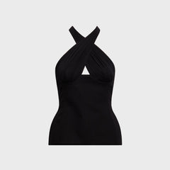 Tae Park Sculpted Halter Top - Black