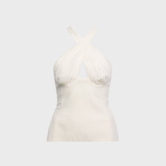 Tae Park Sculpted Halter Top - White
