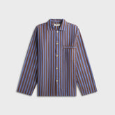 Tekla Poplin Long-Sleeved Pyjama Shirt - Brown / Blue