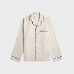 Tekla Sateen Long Sleeved Shirt - Brown Pin Stripes