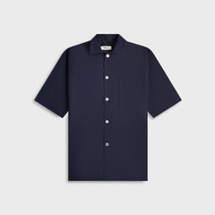 Tekla Poplin Pyjamas Short Sleeve Shirt - True Navy