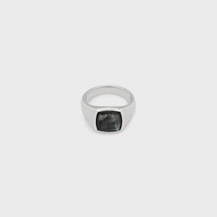 Tom Wood Kay Ring Larvikite 58" - Silver
