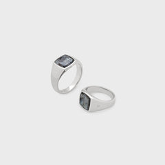 Tom Wood Kay Ring Larvikite 62" - Silver