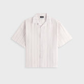 Willy Chavarria Camp Collar Short Sleeve Shirt - White / Black Stripe